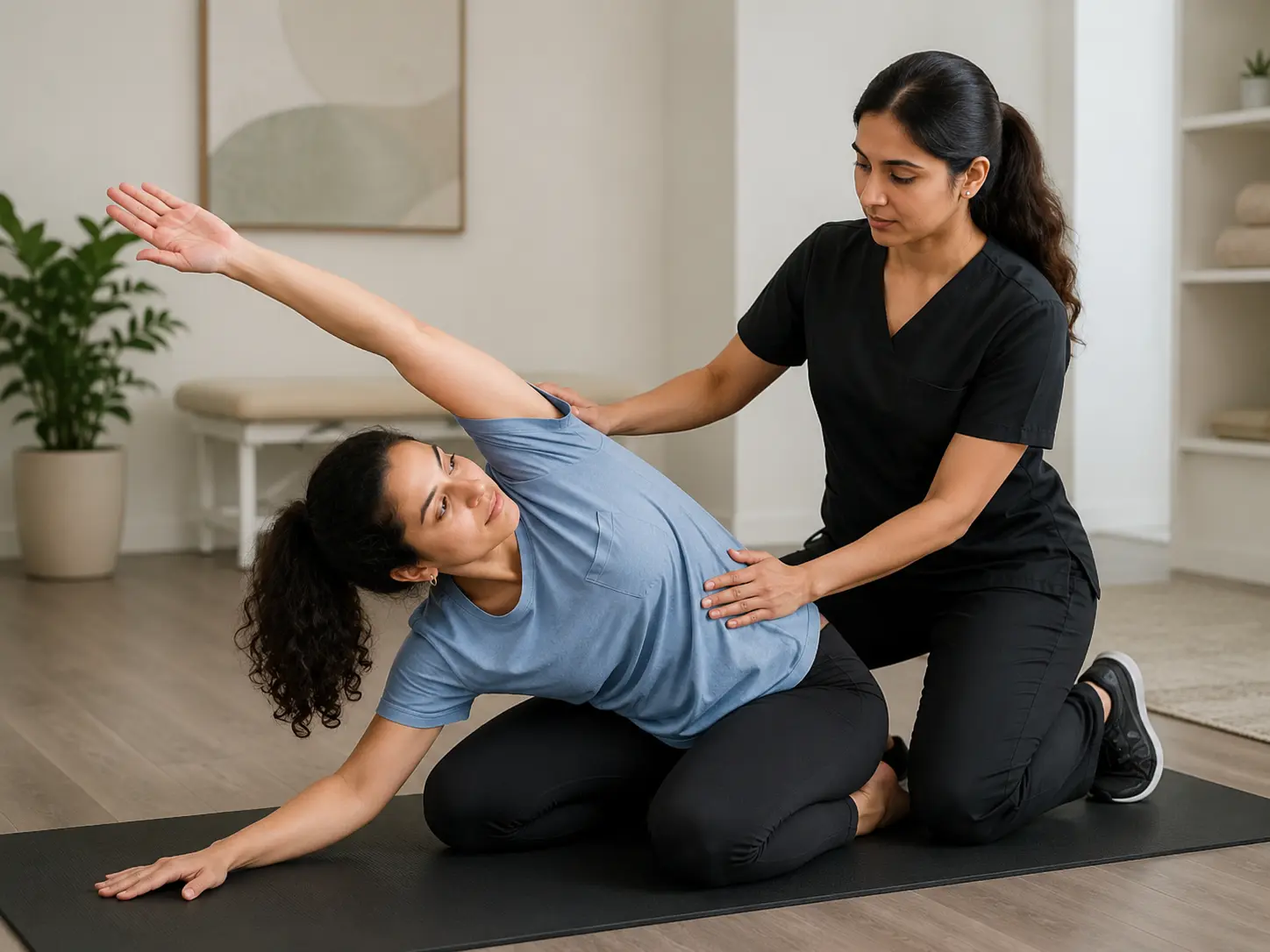Physiotherapy mobility and stretching session